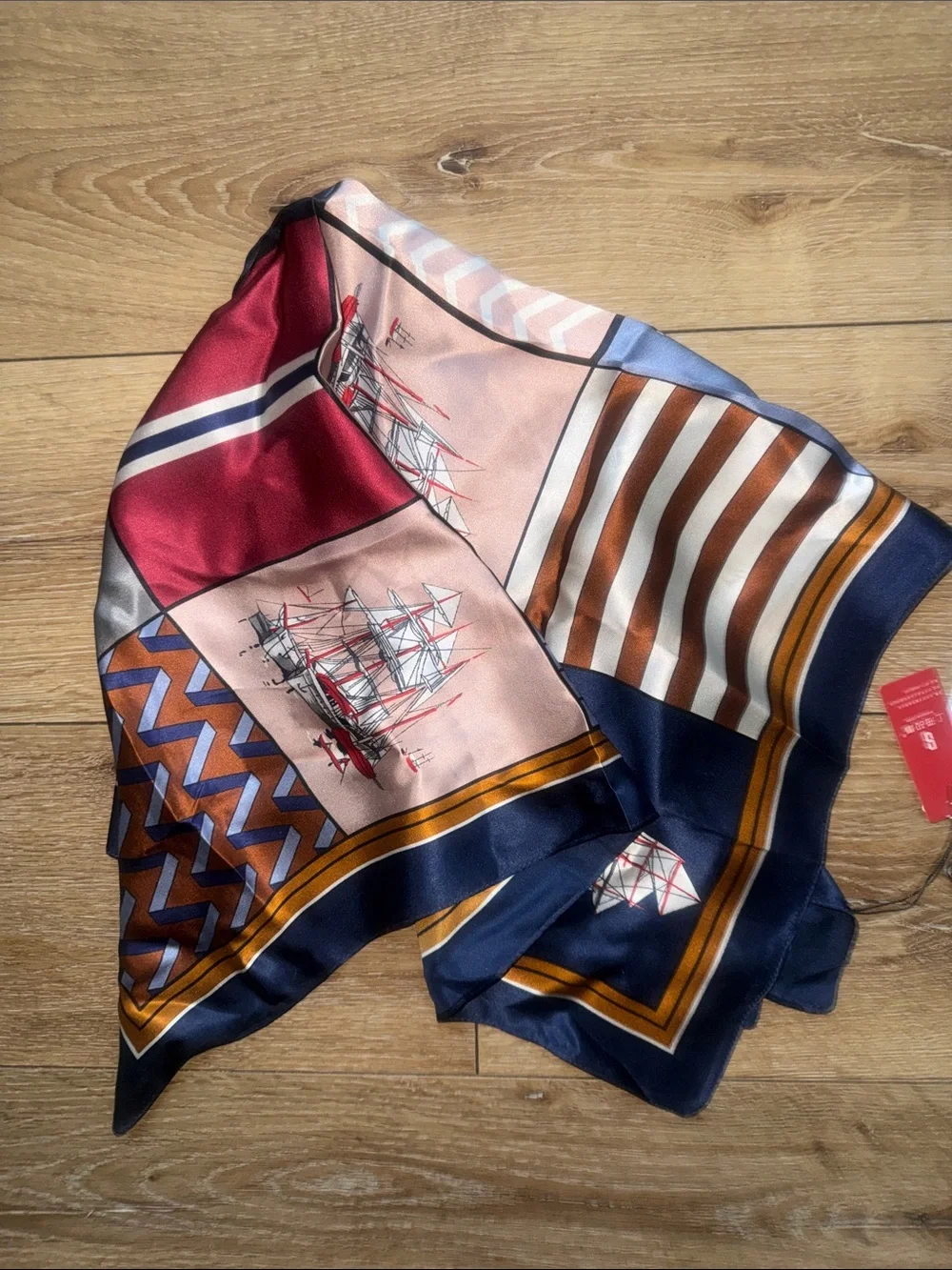 nautical-themed 100% silk scarf